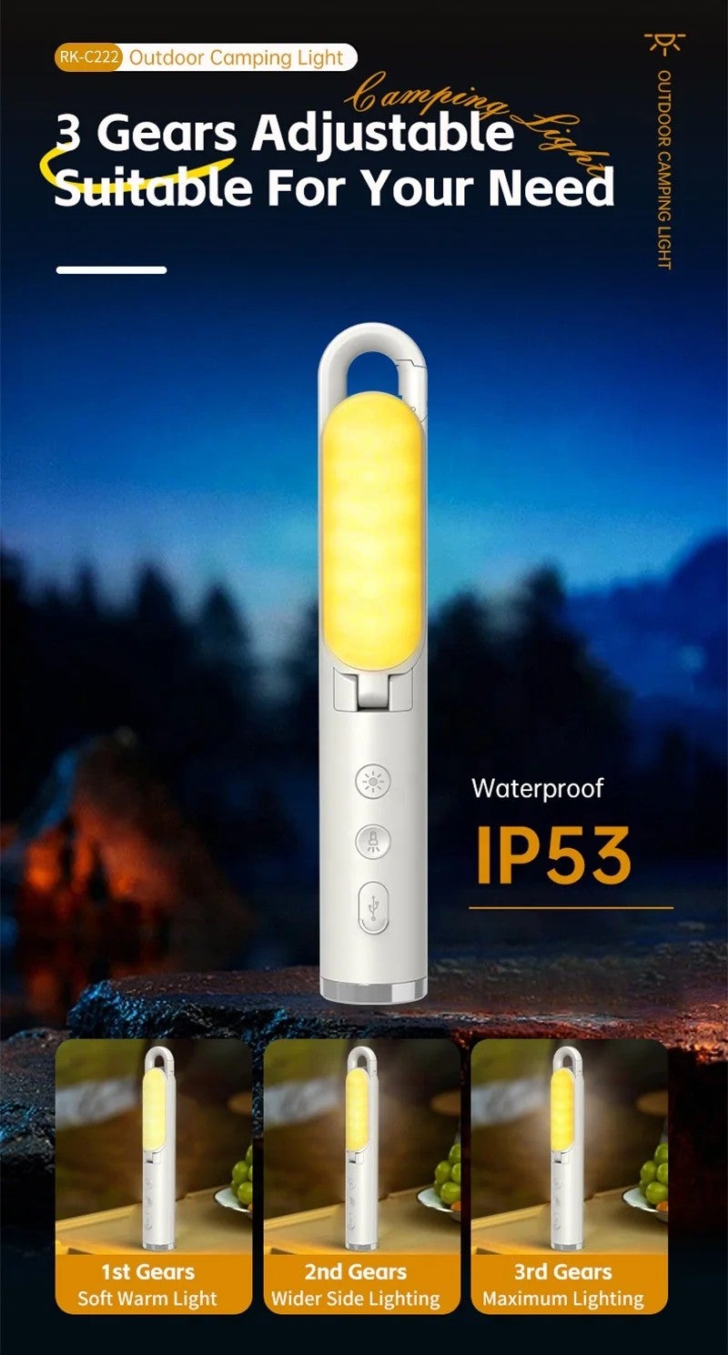 Bluejw Multi-Functional Camping Emergency Light, Rechargeable Foldable Handheld Flashlight, 1200mAh Battery, Outdoor SOS Light - Image 5